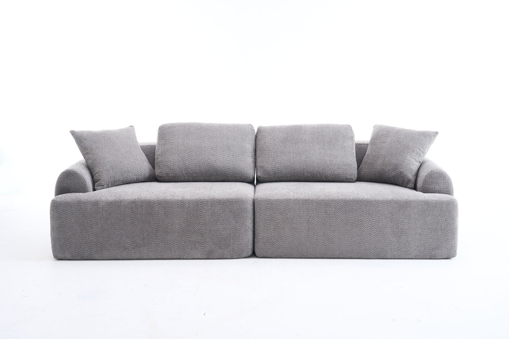 LY-024GY COMPRESSION SOFA: 4-seater combined sofa, Crochet Yarn Fabric, full sponge compression sofa,combined sofa with 4 pillows for home living/ Home Furniture/ Apartment/Office/House