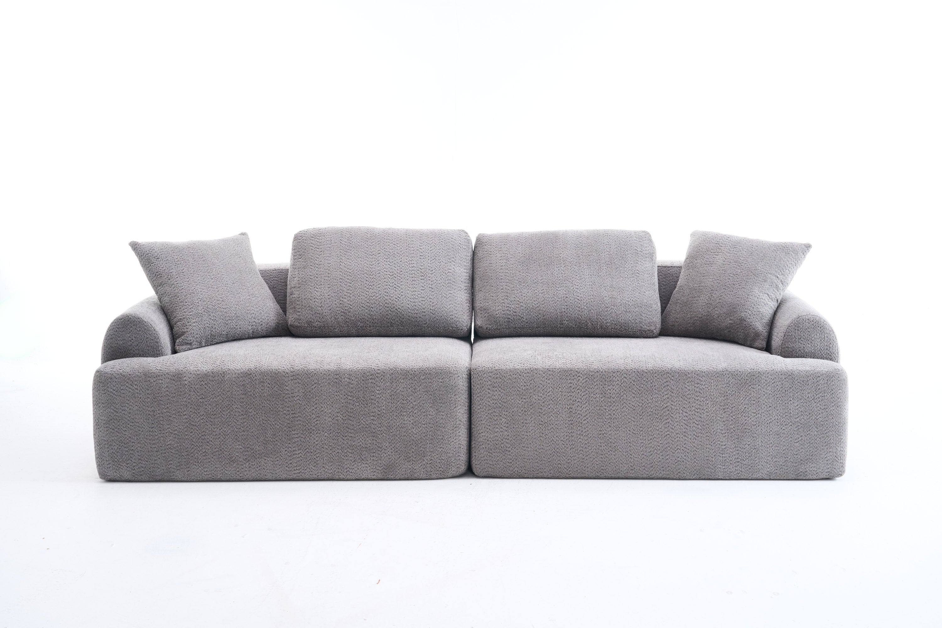 LY-024GY COMPRESSION SOFA: 4-seater combined sofa, Crochet Yarn Fabric, full sponge compression sofa,combined sofa with 4 pillows for home living/ Home Furniture/ Apartment/Office/House