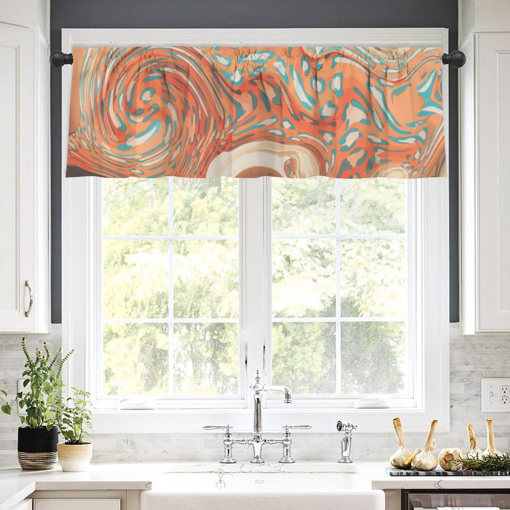 Orange Marble Short Vallance Window Curtain - 60x18inch（Made in USA）