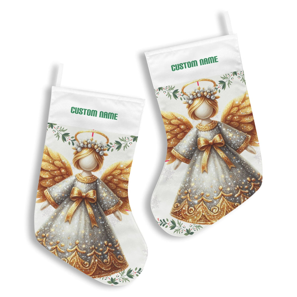 Personalizable Golden Angel Christmas Stocking (Made in USA)