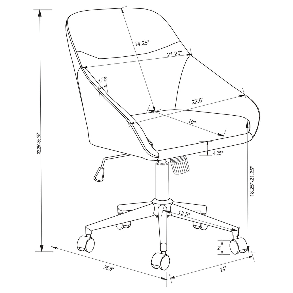 Jackman Brown Upholstered Adjustable Home Office Desk Chair