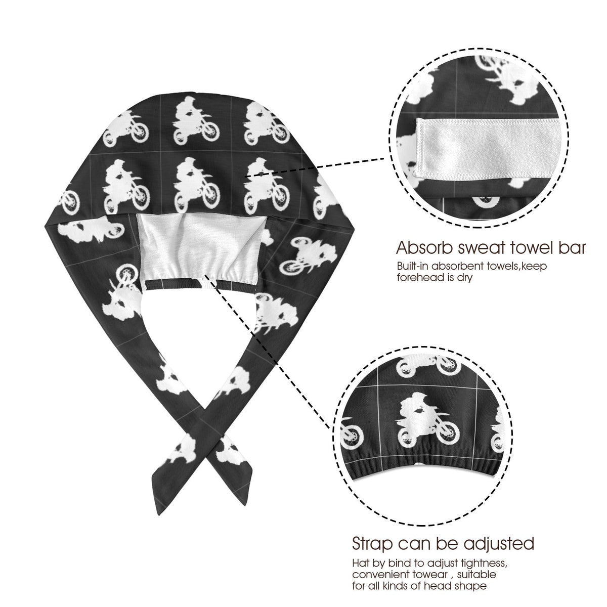 White Motorcycle Medical Scrub Cap (Made in USA)