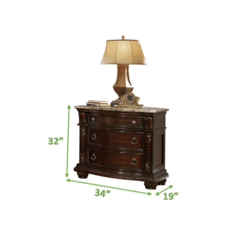 Traditional Style 5Piece King (Includes: King Size Bed, Nightstand , Dresser, Chest and Mirror) Button Tufted Bedroom Set Made with Wood in Dark Walnut