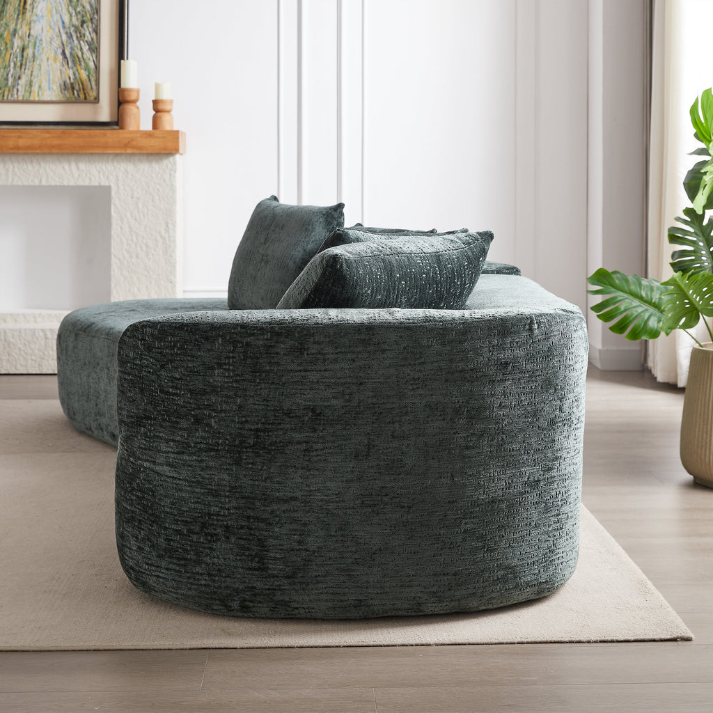 Modern Upholstered Oversized Sectional Sofa, 114-Inch Chenille 4-Seater Extra Deep & Wide Seat Curved Cloud Couch with 4 Throw Pillows, Free Combination Sofa Couch for Living Room,Bedroom