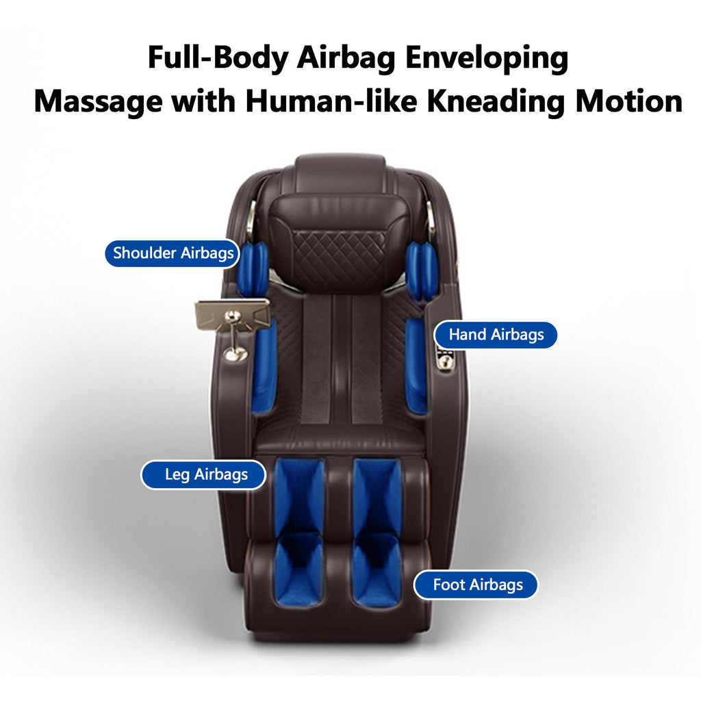 'Luxury Meets Technology! Zero Gravity Massage Chair with SL-Track, Shiatsu, Heated Back & Calves, Foot Rollers, Built-in Speakers & Smart LCD Control – Elevate Your Home or Office Comfort!'