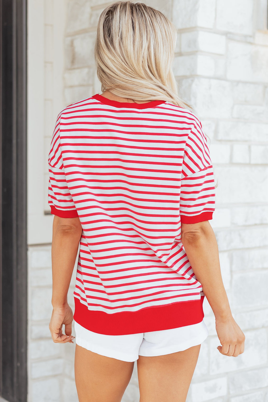 Stripe Drop Shoulder Short Sleeve T-Shirt