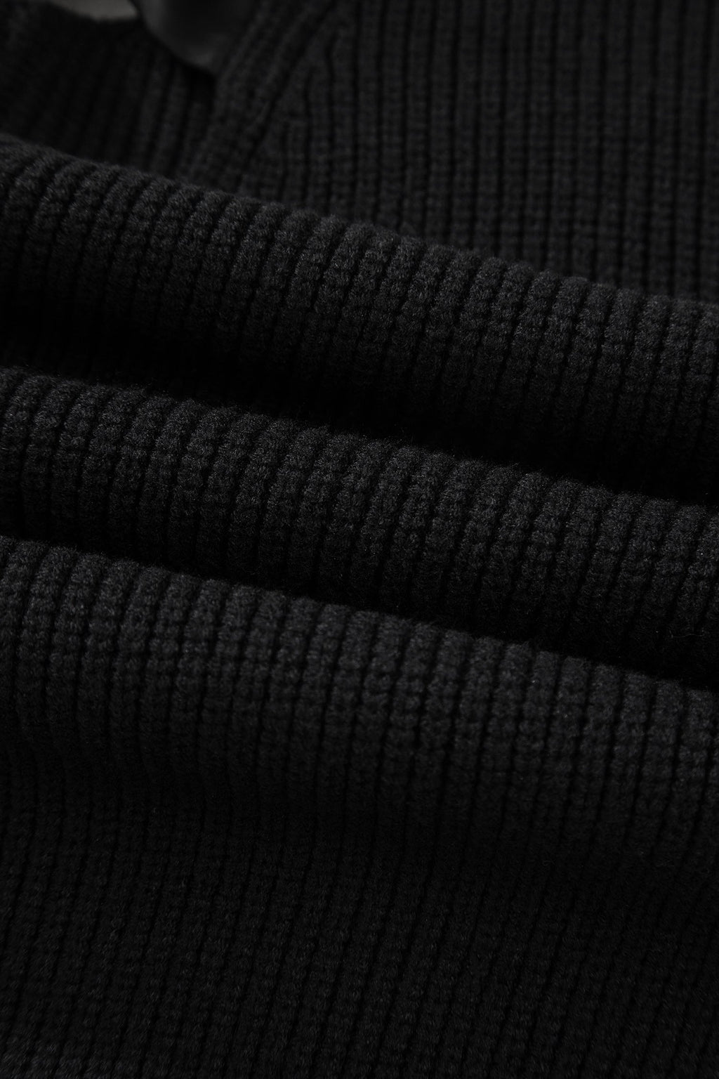 Ribbon Knot Backless Drop Shoulder Ribbed Sweater