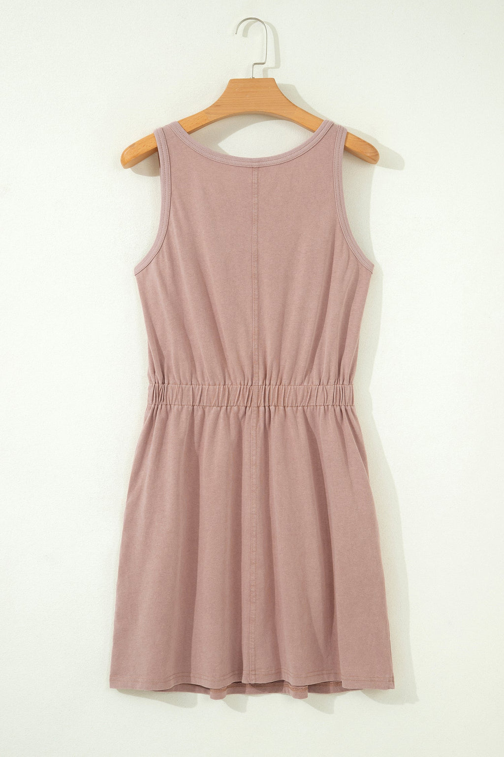 Mineral Wash Scoop Neck Elastic Waist Mini Dress