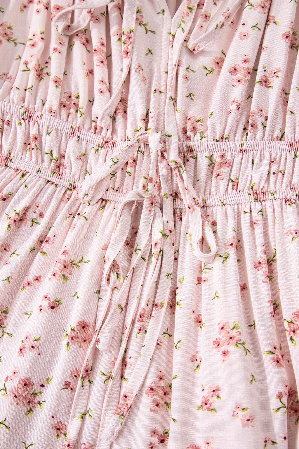 Floral Front Tie Shirred Waist Ruffle Mini Dress