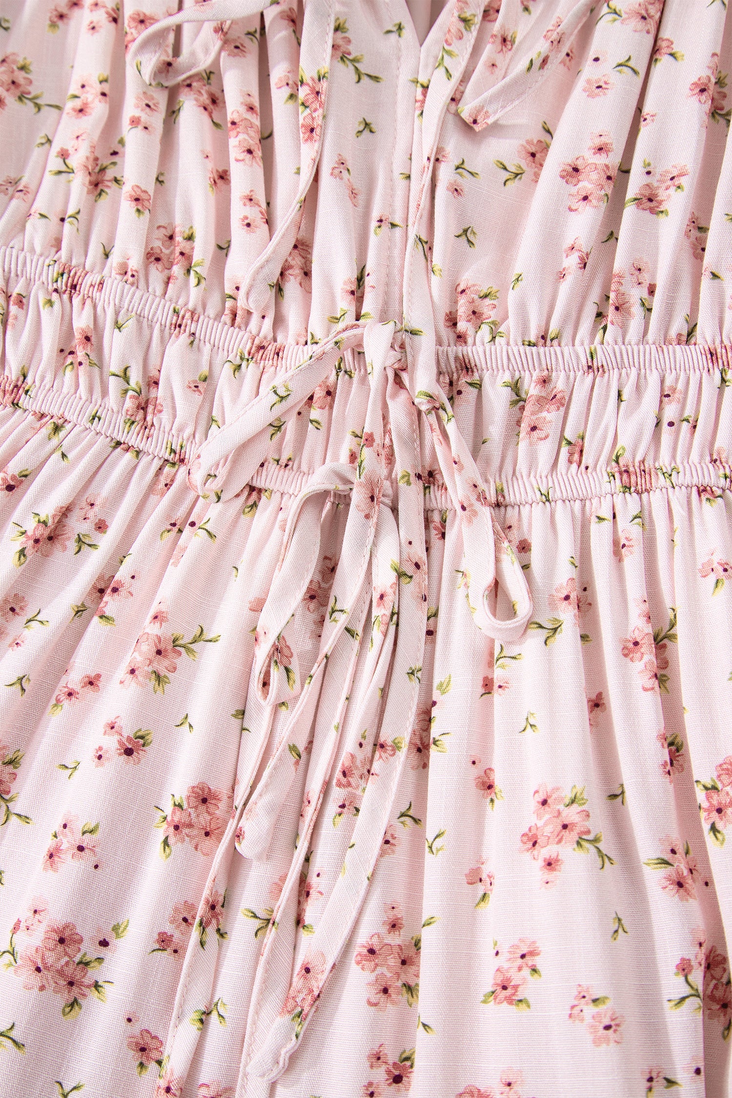 Floral Front Tie Shirred Waist Ruffle Mini Dress