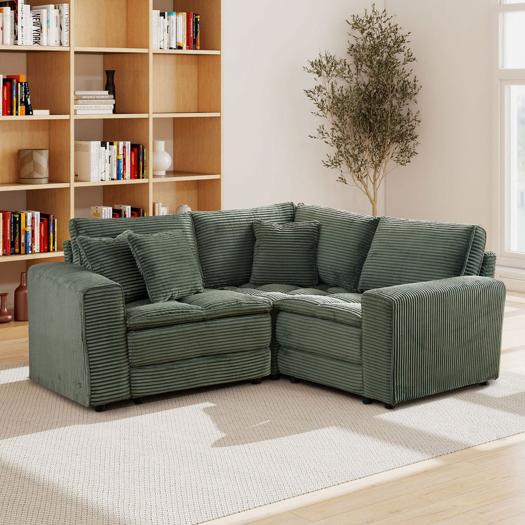 3 Seats(complimentary 3 pillows),Couch with Detachable Seat & Back Cushion, Corduroy Upholstery Sofa&Couch for Living Room,Apartment