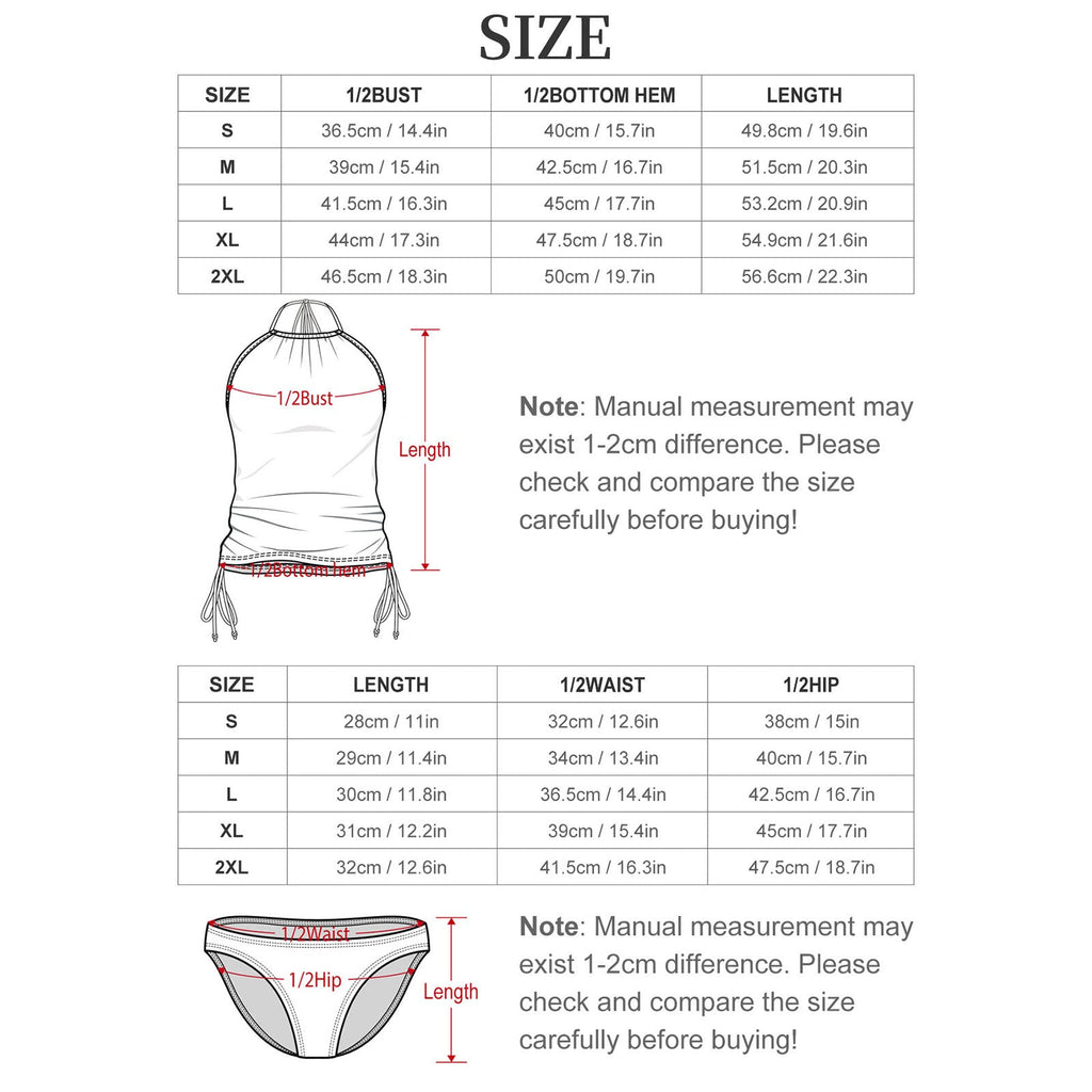 Floral LOVE Halter High Neck 2-Piece Swimsuit Set for Women (Front Printing)