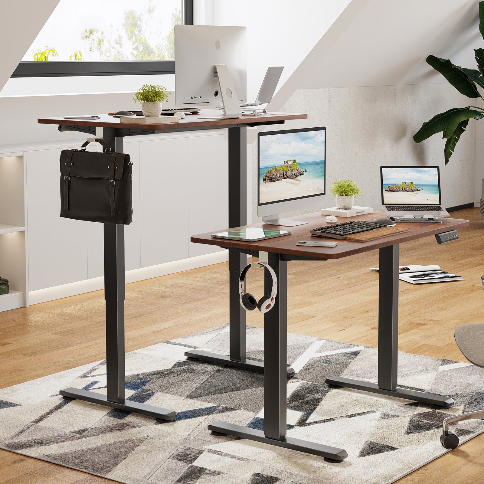 STARY Electric Standing Desk Adjustable Height Sit Stand Home Office Desk with Splice Board