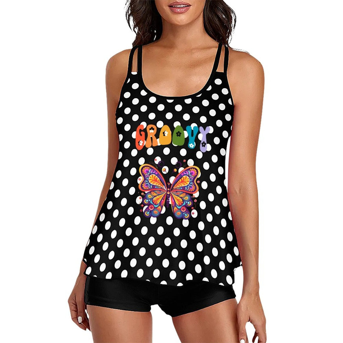 Groovy Butterfly Tankini Two-Piece Swimsuit for Women (Made in USA)