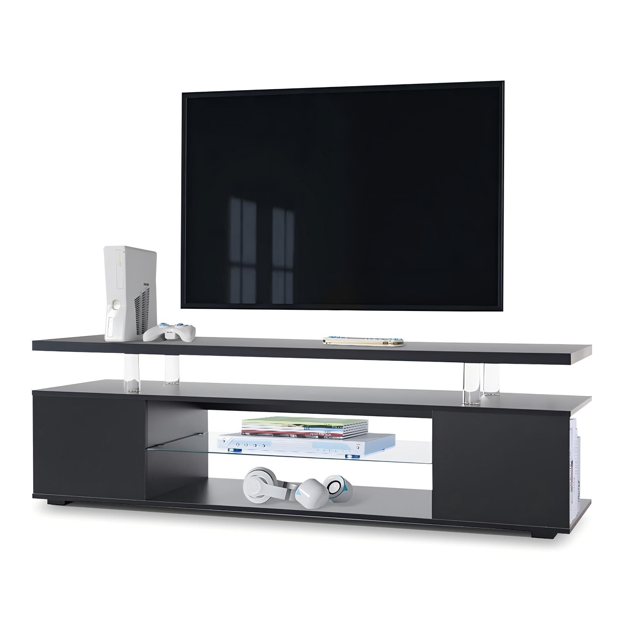TV Stand for 60 Inch TV LED Gaming Entertainment Center Media Storage Console Table with Large Side Cabinet for Living Room( Black)