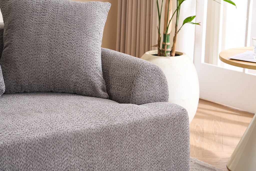 LY-024GY COMPRESSION SOFA: 4-seater combined sofa, Crochet Yarn Fabric, full sponge compression sofa,combined sofa with 4 pillows for home living/ Home Furniture/ Apartment/Office/House