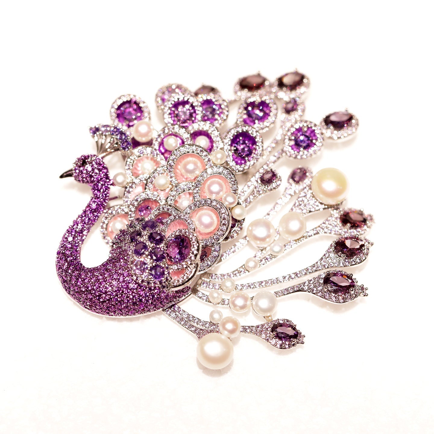Alloy Freshwater Pearl Peacock Brooch