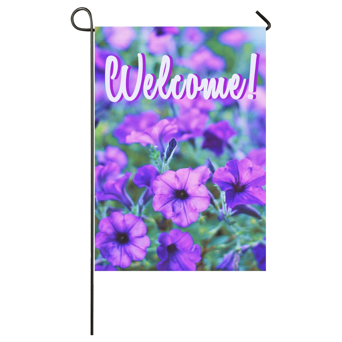 Welcome Purple Flowers Garden Flag 28" x 40"（Made in USA）