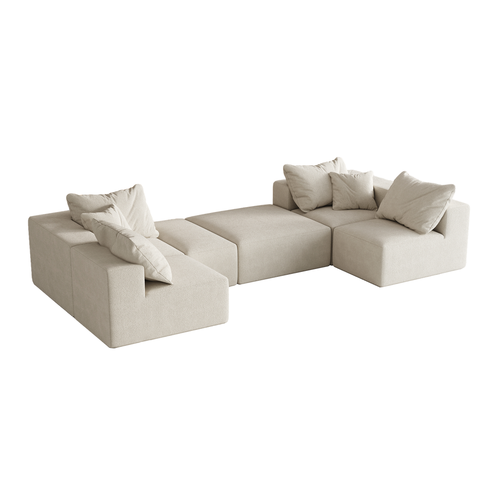 Modern Upholstered Sectional Boneless Couch Set,Modular 132' L Shaped Sectional Living Room Sofa Set With 6 Pillows,Free Combination Sofa Couch for Living Room,Bedroom