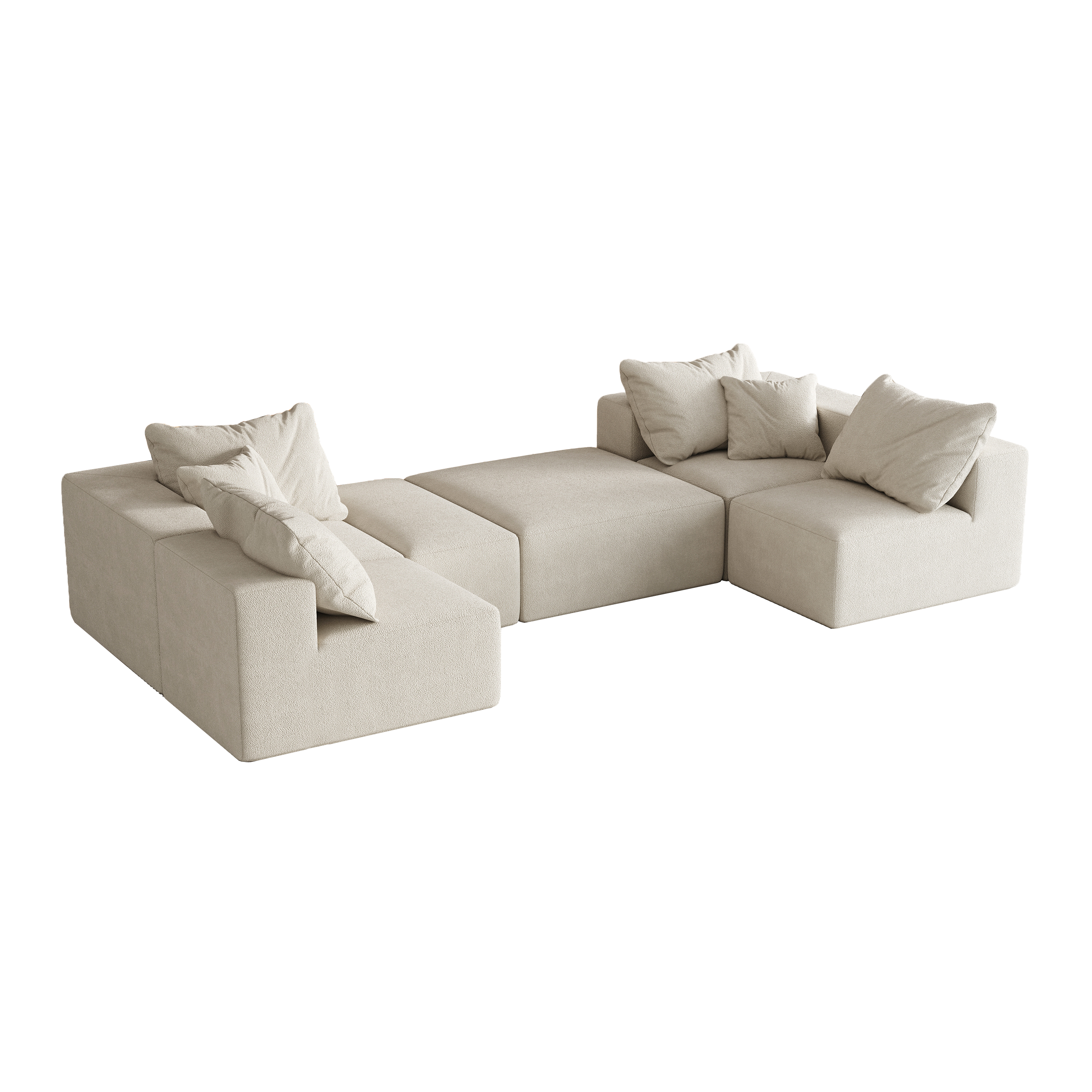 Modern Upholstered Sectional Boneless Couch Set,Modular 132' L Shaped Sectional Living Room Sofa Set With 6 Pillows,Free Combination Sofa Couch for Living Room,Bedroom