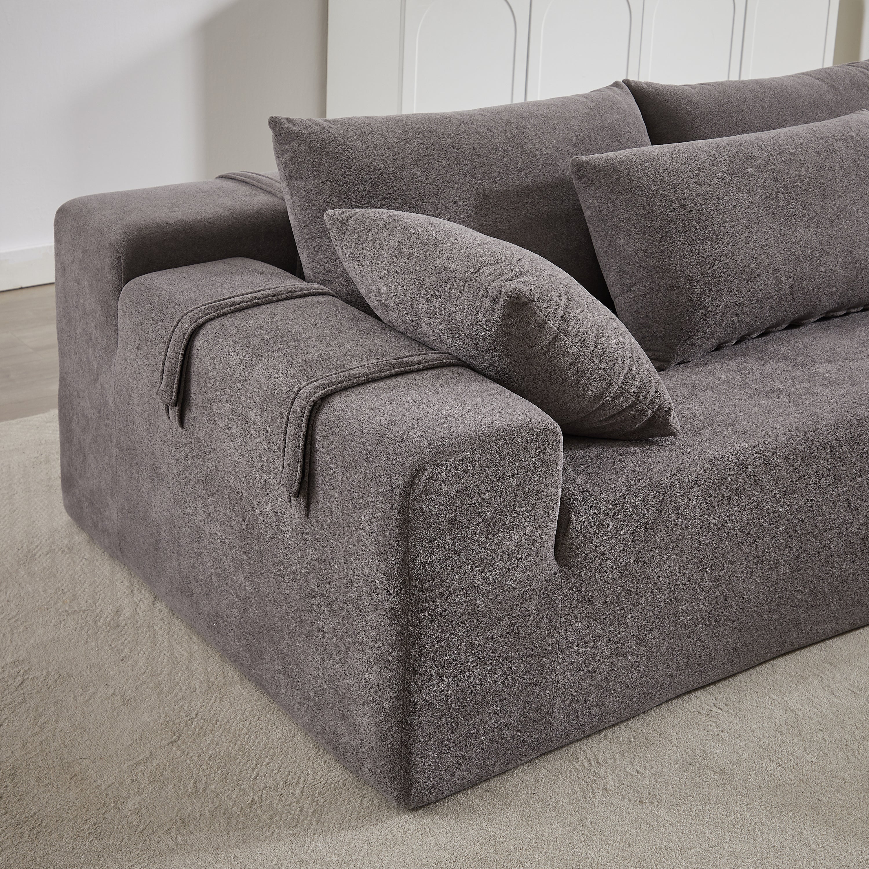 Modern Chenille Upholstered Sectional Sofa Couch Set,Modular 108' L Shaped Sectional Living Room Sofa Set With 6 Pillows,Free Combination Sofa Couch for Living Room,Bedroom(Right Chaise)W834P240002
