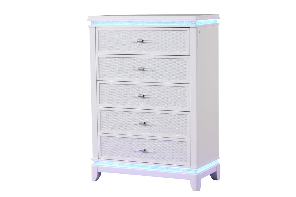 OPIUM King 5 Pc Bedroom set in Milky White(CA INVENTORY)