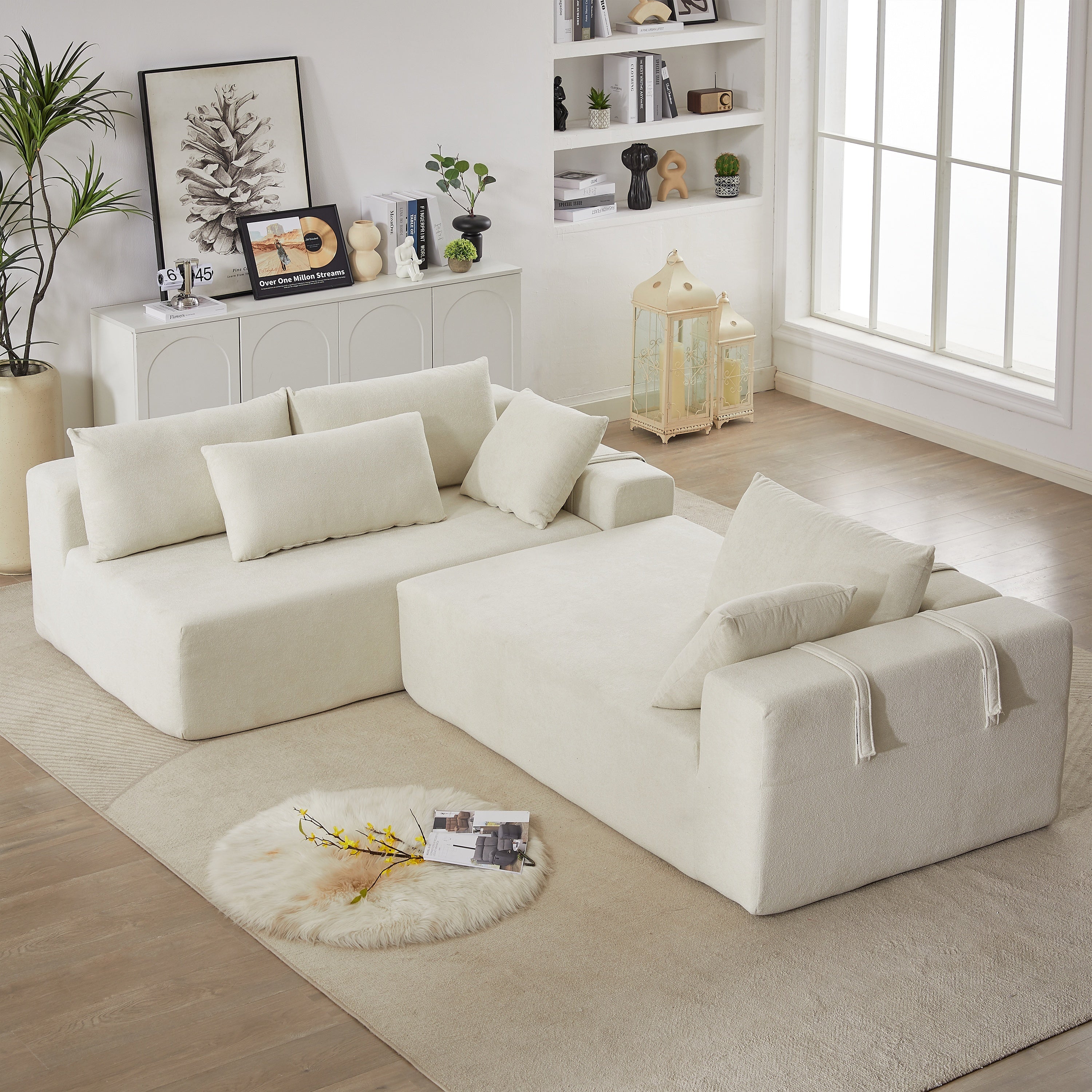 Modern Chenille Upholstered Sectional Sofa Couch Set,Modular 108' L Shaped Sectional Living Room Sofa Set With 6 Pillows,Free Combination Sofa Couch for Living Room,Bedroom
