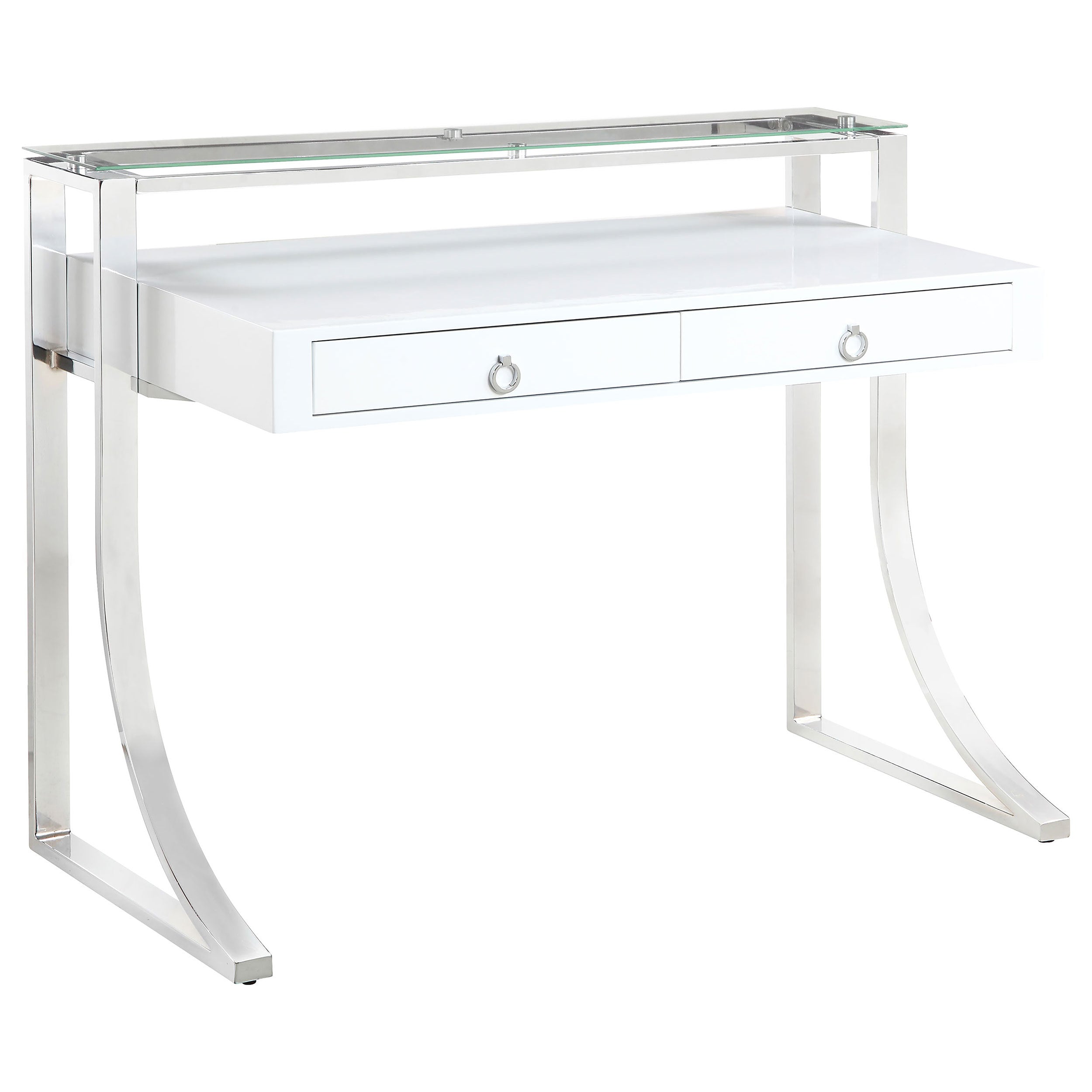 Serrano White High Gloss 2-Drawer Writing Desk