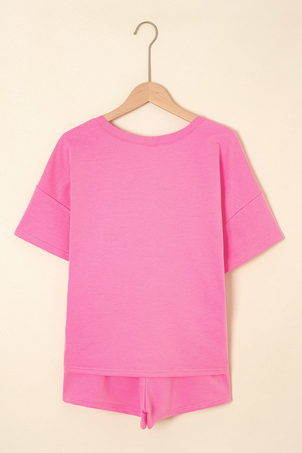 Women's V-neck Drop Shoulder Tee and Drawstring Shorts Set