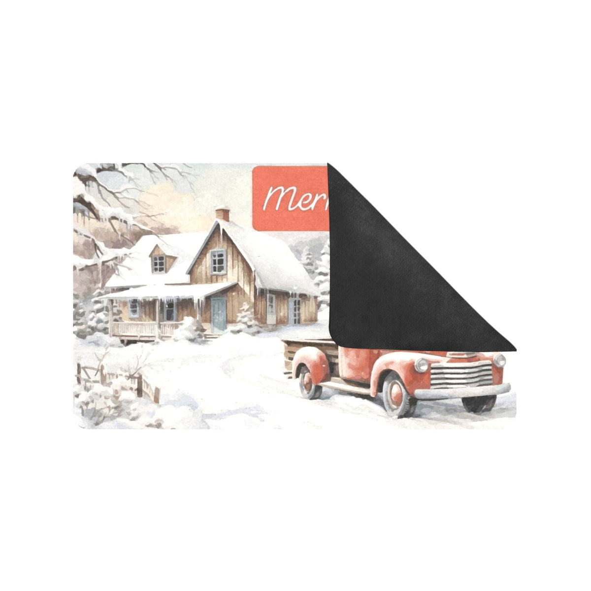 Vintage Truck Christmas Rubber Bath Mat