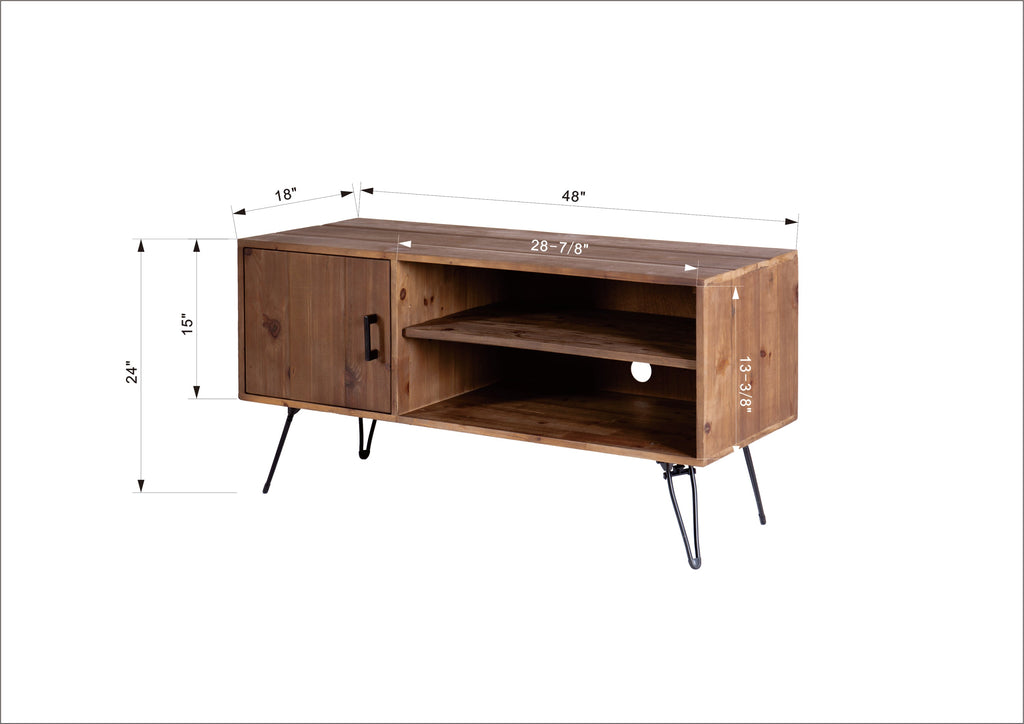 Simple, Modern, Vintage Reclaimed Wood TV Stand Media Table for Living Room