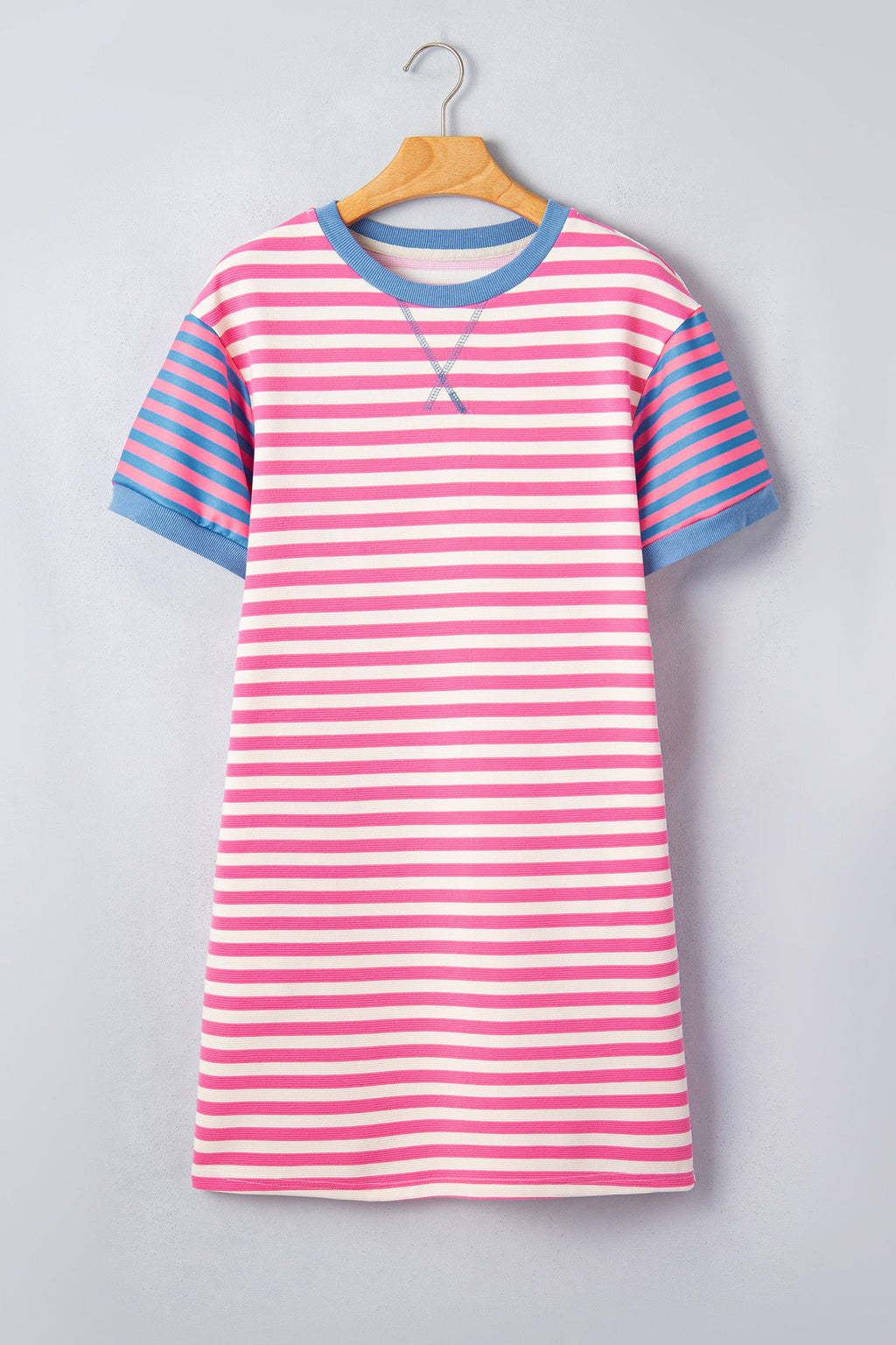Stripe Patchwork Short Sleeve T-Shirt Dress