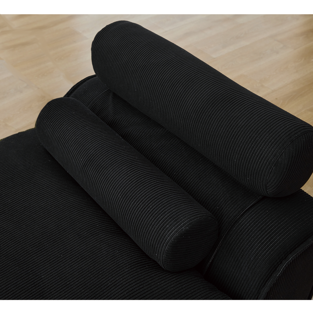 [NEW ARRIVED] [VIDEO PROVIDED]Modular Sofa,No Armrests,At will DIY,Soft Corduroy Fabric,Neck Pillow-Back Lounge Sofa Chair,Reading Nook, or Apartment Living, Lumbar Pillow,2 Seats,Upholstered,Black