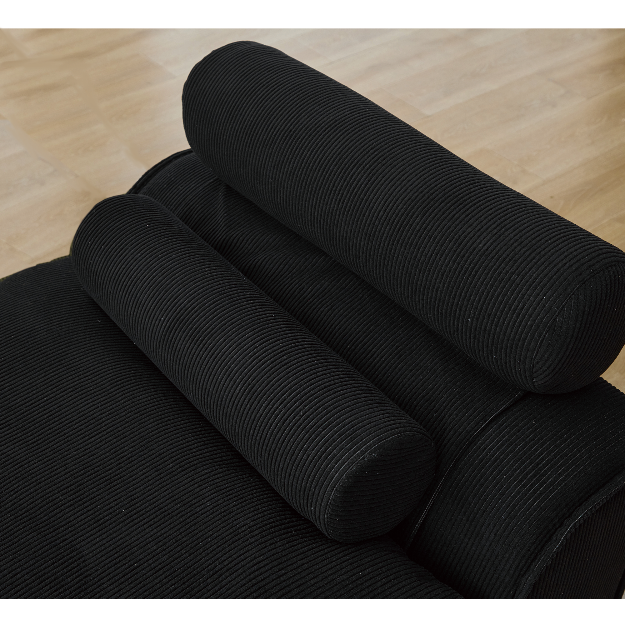 [NEW ARRIVED] [VIDEO PROVIDED]Modular Sofa,No Armrests,At will DIY,Soft Corduroy Fabric,Neck Pillow-Back Lounge Sofa Chair,Reading Nook, or Apartment Living, Lumbar Pillow,2 Seats,Upholstered,Black