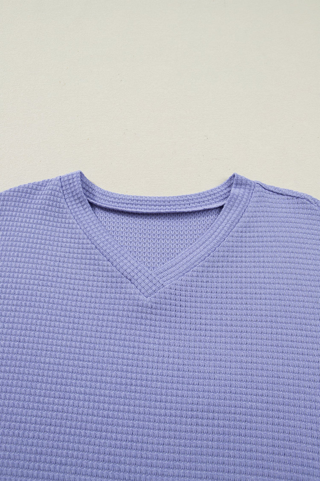 Waffle V-Neck Short Sleeve Knit Top