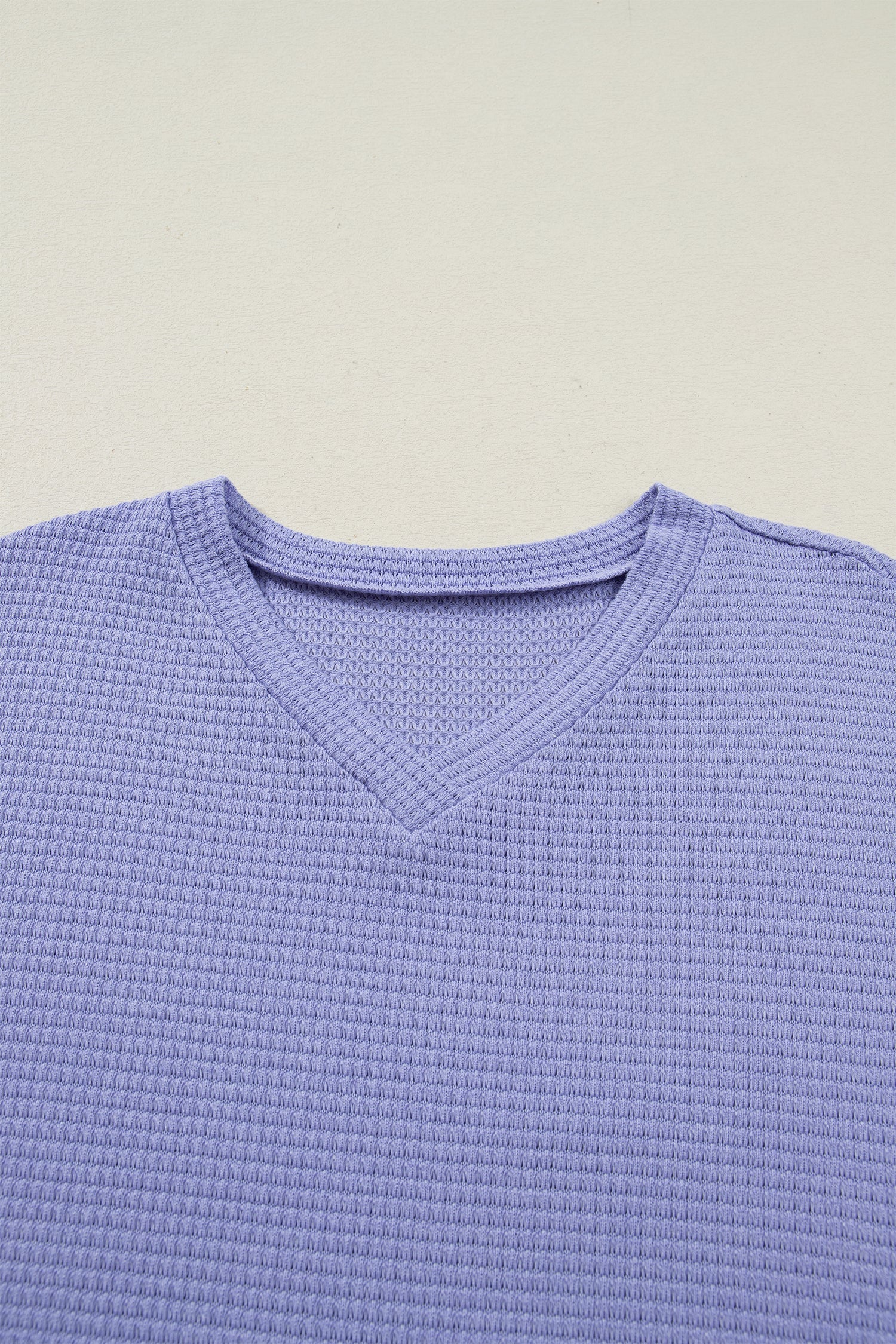 Waffle V-Neck Short Sleeve Knit Top
