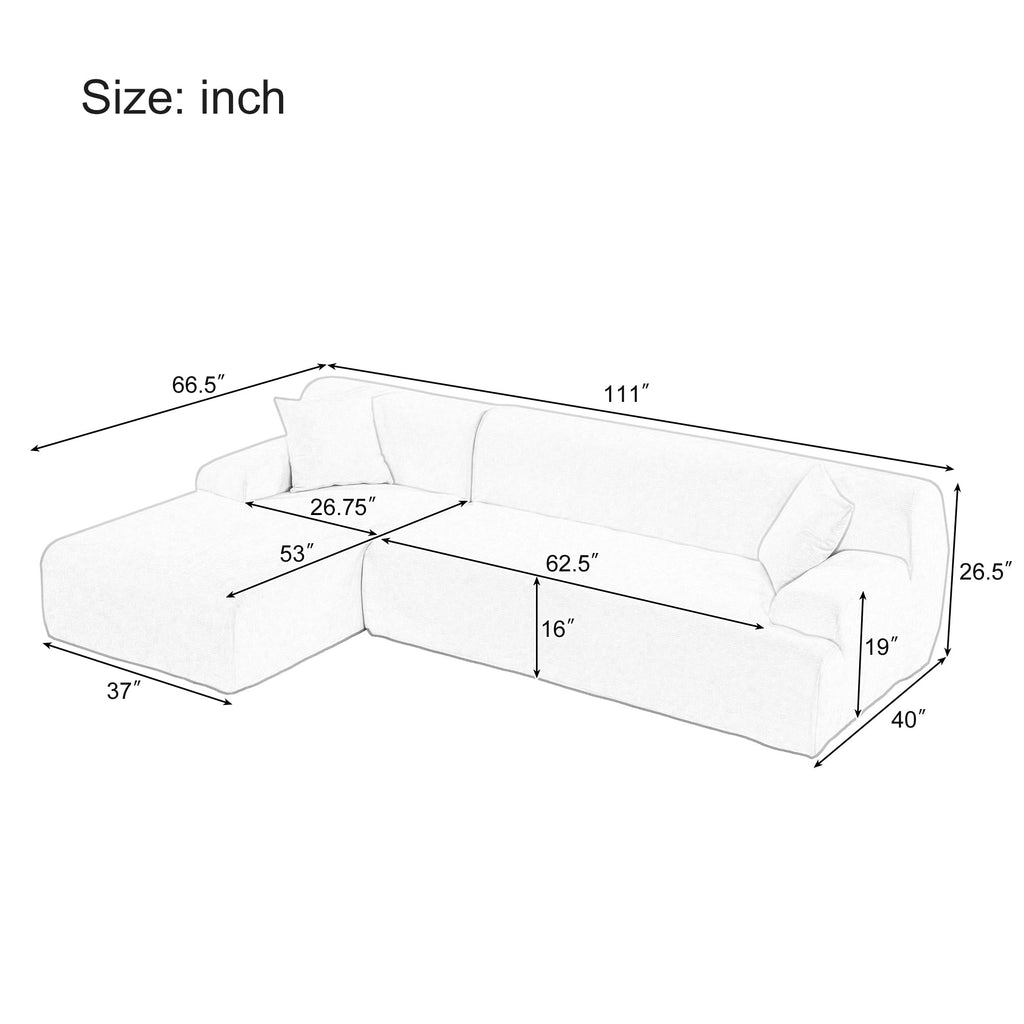 U_Style Modern Large L-Shape Modular Sectional Sofa for Living Room, Bedroom, Salon, 2 Piece Free Combination, Simplified Style(old sku:WY000356AAC)