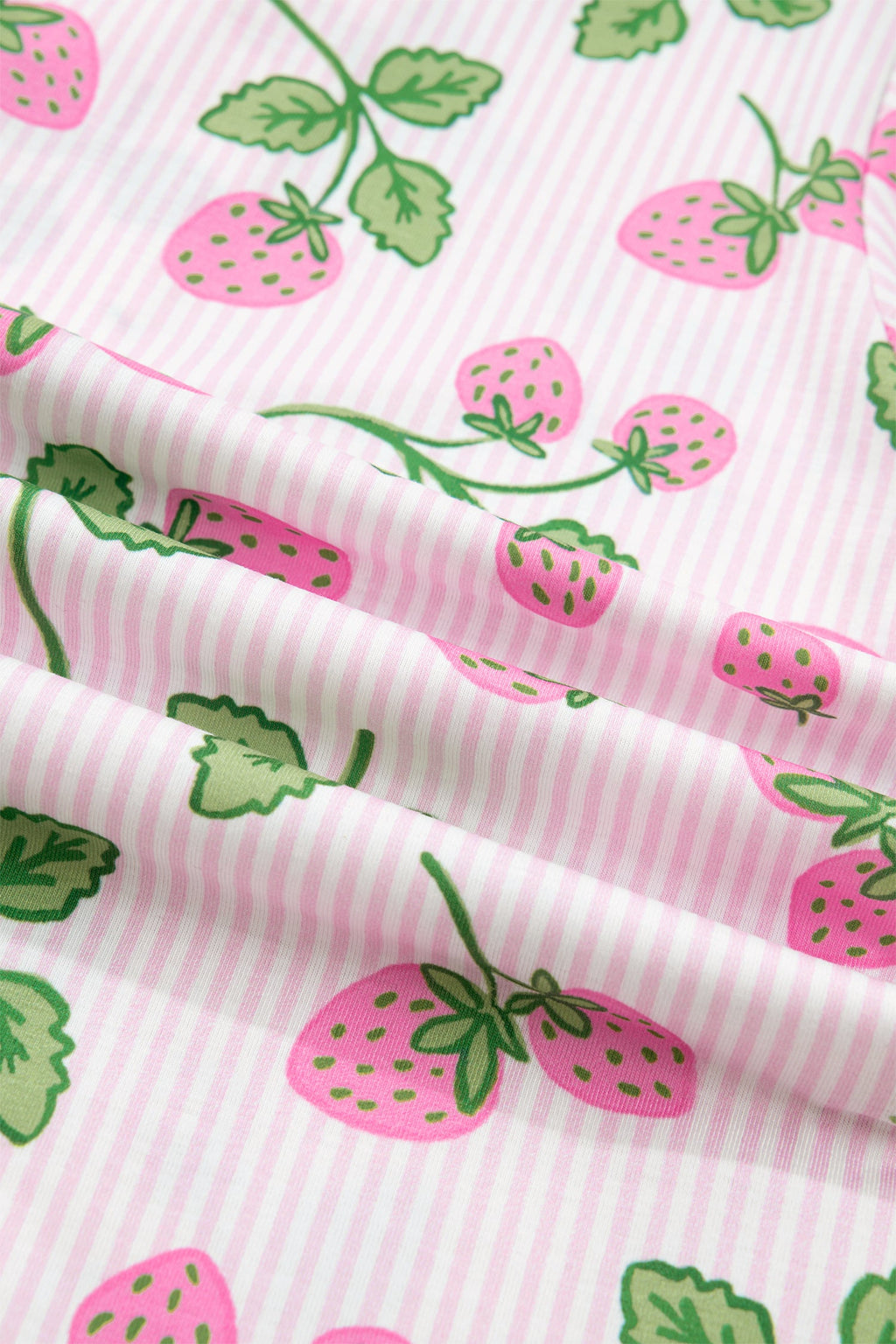 Stripe Strawberry Lapel Shirt & Drawstring Shorts Set