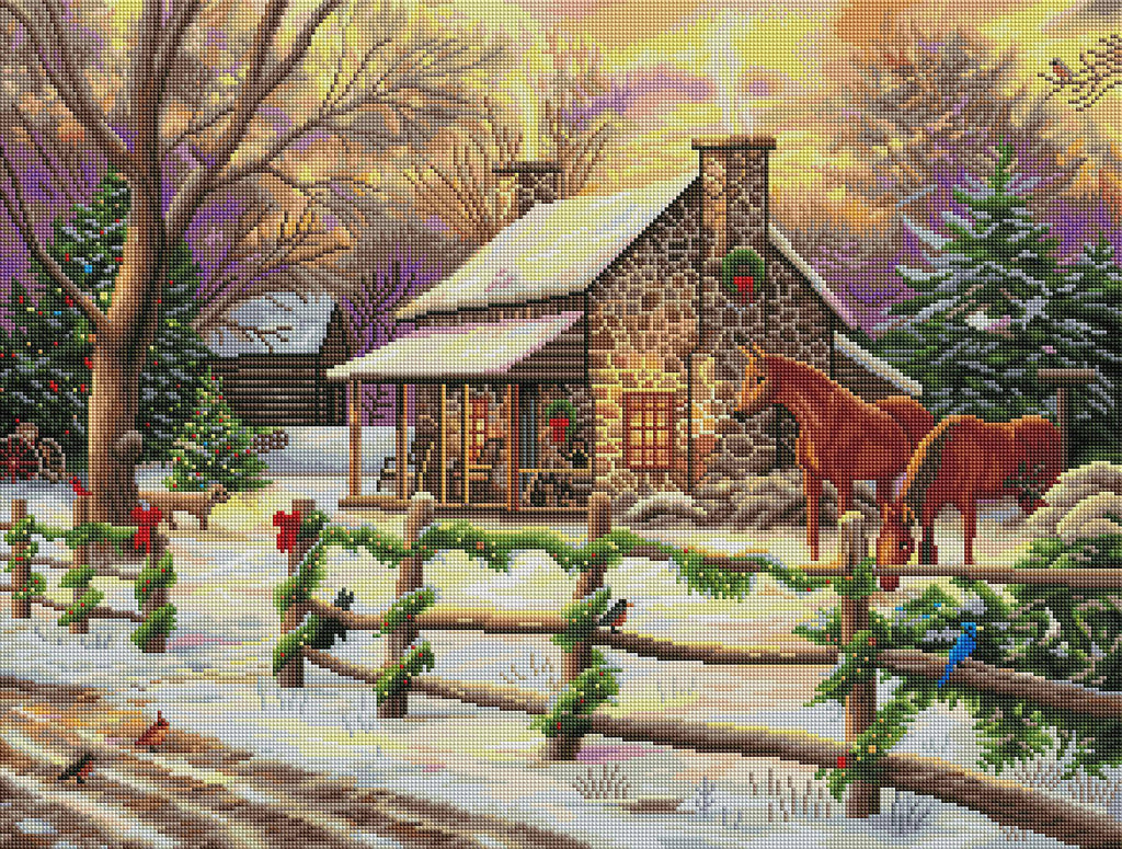 Diamond Art Club – Marianne’s Winter Hideaway Diamond Painting (Square Drill, 29" x 22")