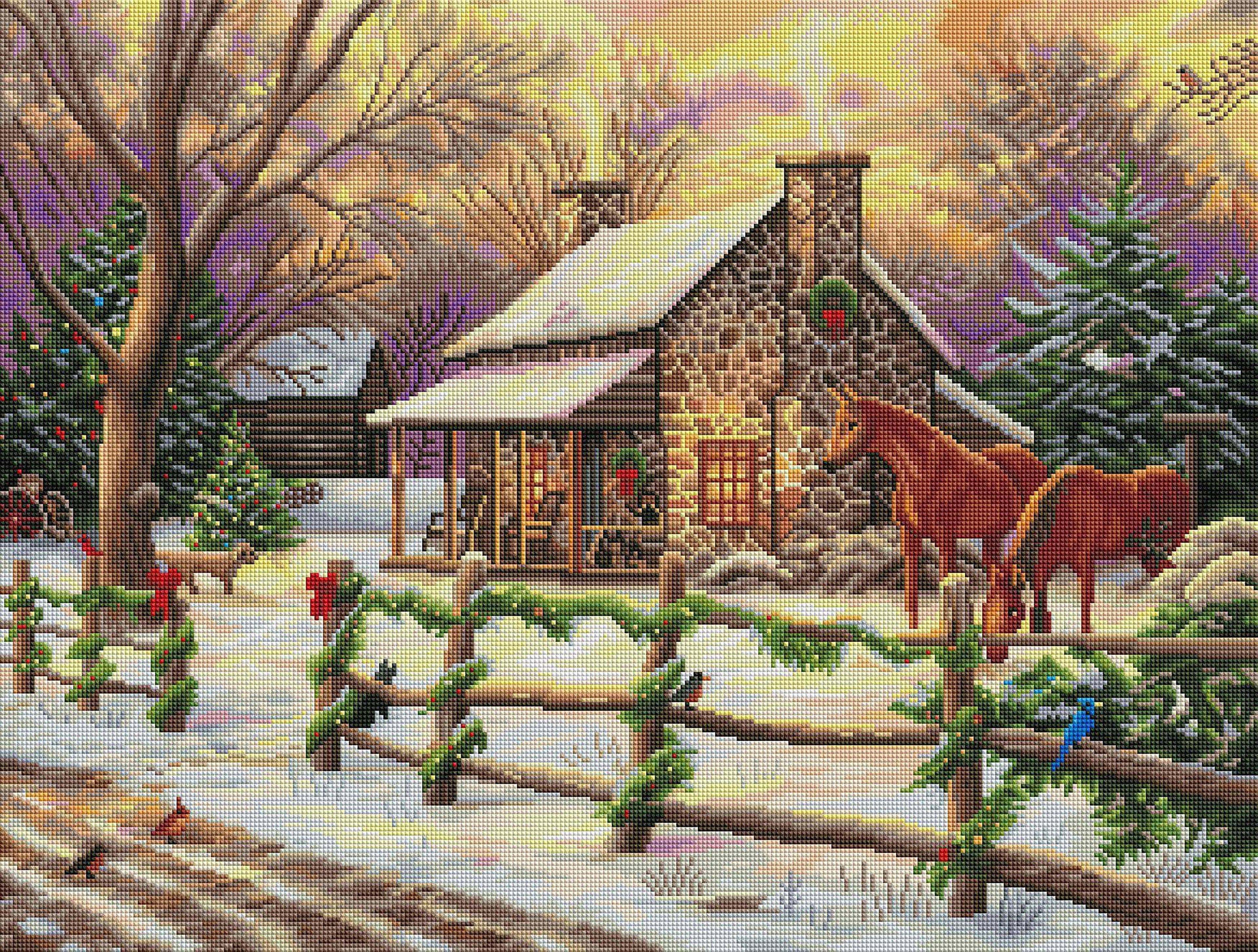 Diamond Art Club – Marianne’s Winter Hideaway Diamond Painting (Square Drill, 29" x 22")