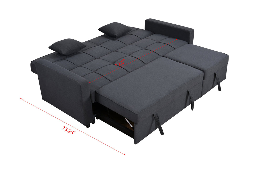 83' Oversized Upholstered Sofa Bed W/Pull Out Couch Bed & Adjustable Backrest,3 Seaters Sofa & Couch Convertible Sleep Sofabed for Home Apartment Living Room,Light Gray,Dark Blue
