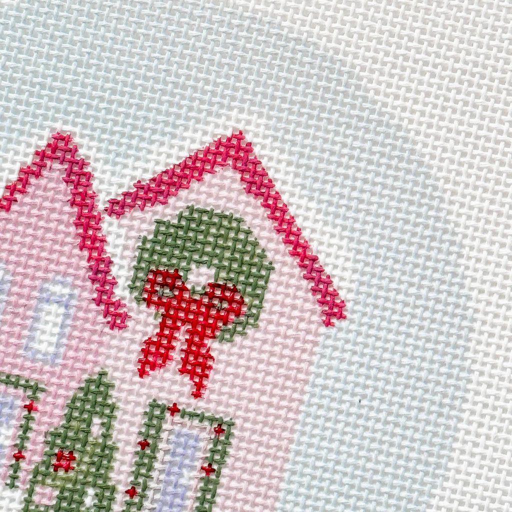 Cotswold Co Designs - Christmas Houses Ornament Needlepoint Canvas 18 Mesh 4”