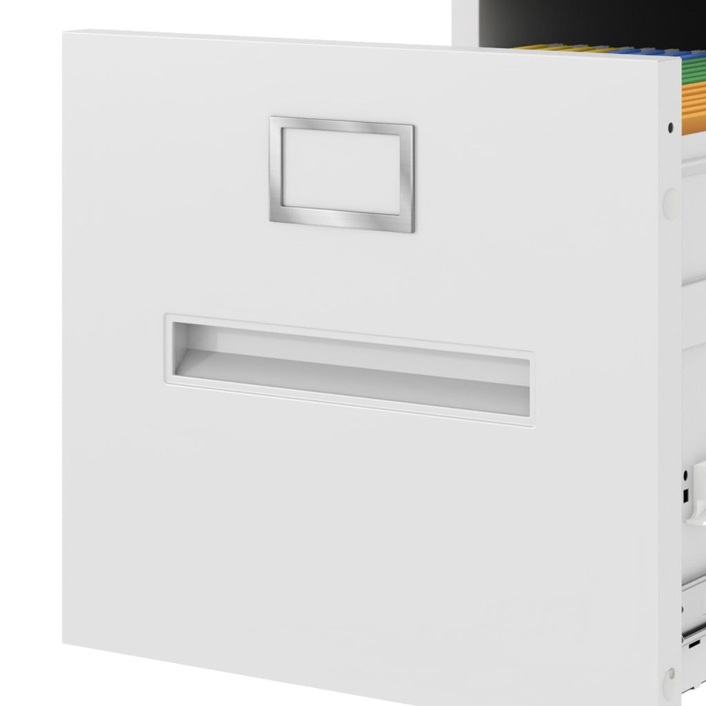 Premium 2 Drawer File Cabinet with Lock, Metal Vertical Design, A4 Legal/Letter Size, White Steel, Compact Dimensions