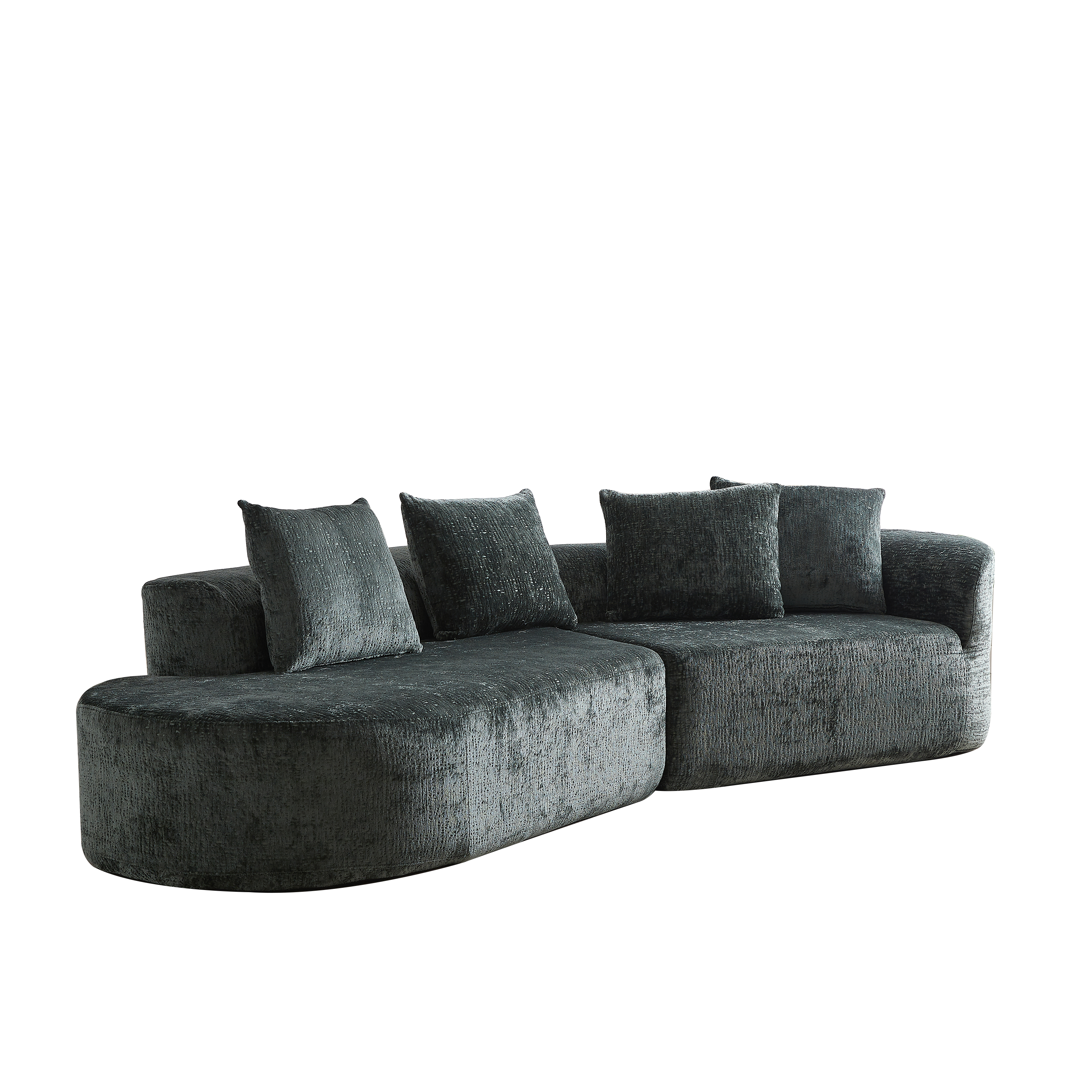Modern Upholstered Oversized Sectional Sofa, 114-Inch Chenille 4-Seater Extra Deep & Wide Seat Curved Cloud Couch with 4 Throw Pillows, Free Combination Sofa Couch for Living Room,Bedroom