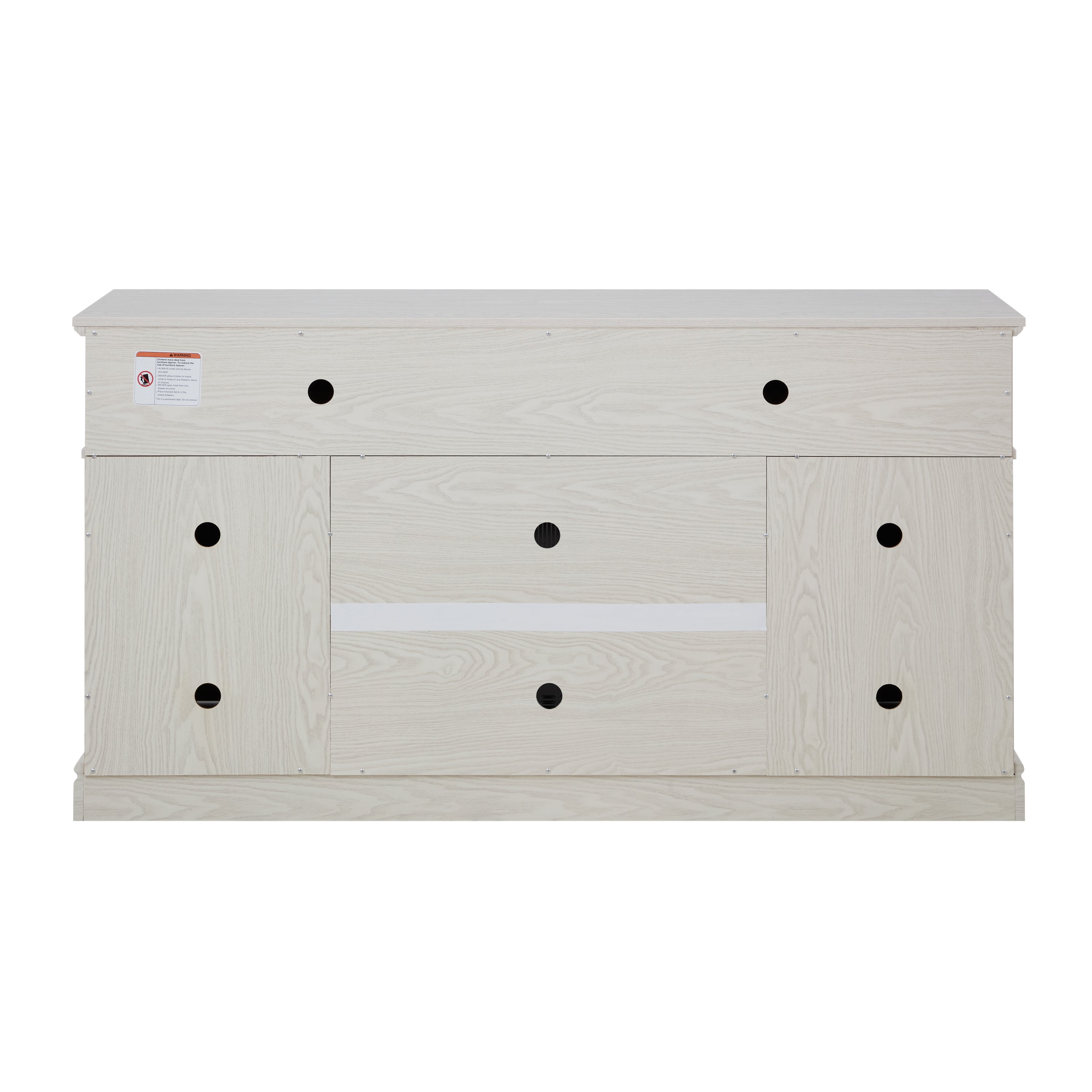 Embossed Pattern TV Stand with 23' fireplace insert,, TV and Media Console with Open and Closed Storage Space and sliding door for Living Room & Bedroom,White, 58.27'W*15.35'W*31.7H