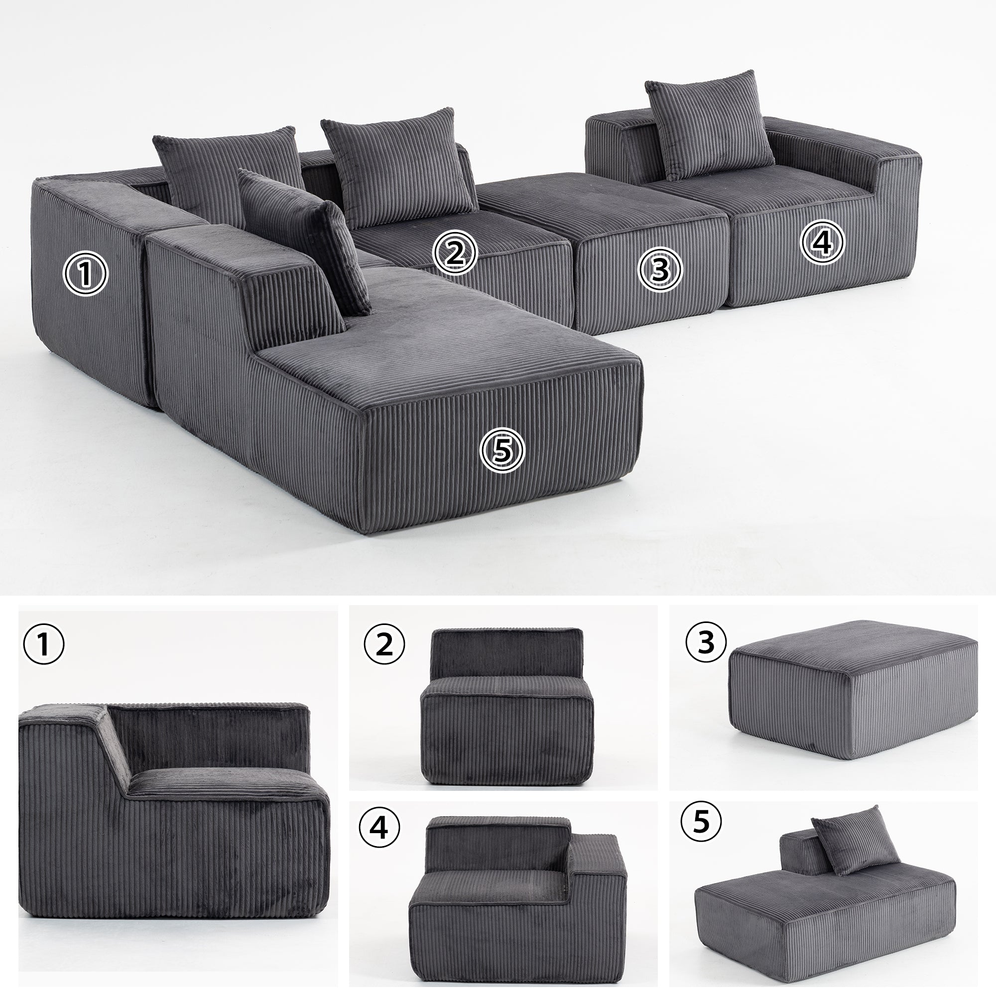 Multi person modular compression sofa that can be freely combined-33005-5