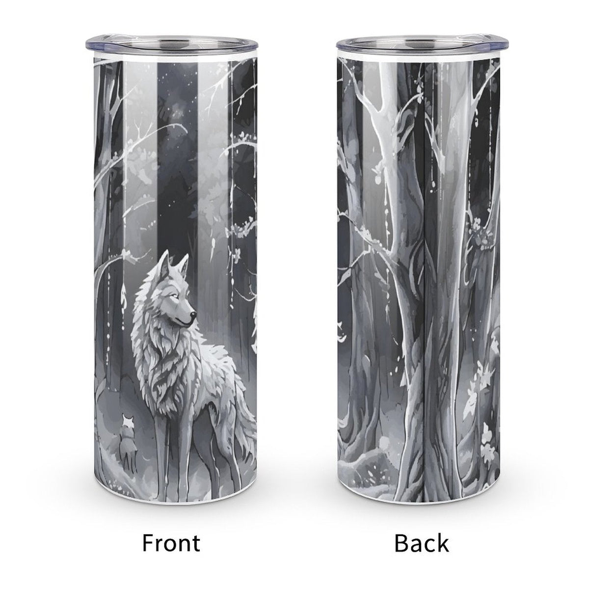 Ethereal Wolf in the Moonlight 20oz Stainless Steel Skinny Tumbler With Lid