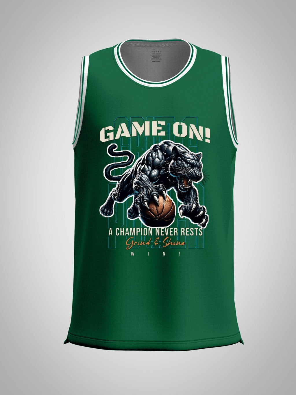 Game On! Grind & Shine Jaguar Green Basketball Jersey - Front & Back Printing