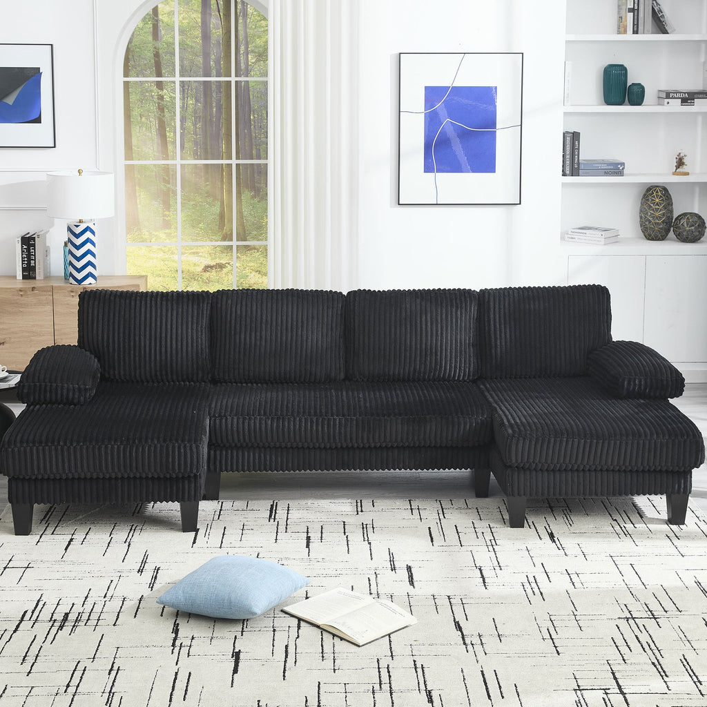 [VIDEO provided][New]U-Shaped Couch with Oversized Seat,4-Seat Sofa  with Double Chaise,Comfortable and spacious indoor furniture for Living Room,Apartment