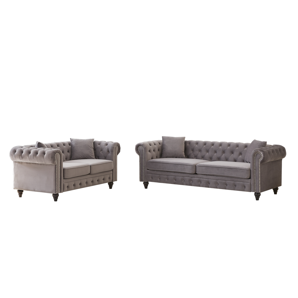 FX 3 Seats + 2 Seats Combo Sofa Modern living room sofa with solid wood frame and wooden feet, 4 cushions, apartment sofa furniture for living room, living room, office